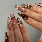 24/96pcs Nude Leopard French Bowknot False Nails Short Round Square Press On Nails Y2K Cute Leopard Bow Actylic Fake Nails Tips