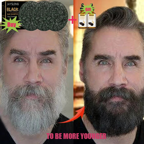 Magic White Hair to Black Shampoo Dye Soap Natural Color Soap Restore Gray Beard Cover Gray Hair Dye Hair Fixing Shampoo Bar