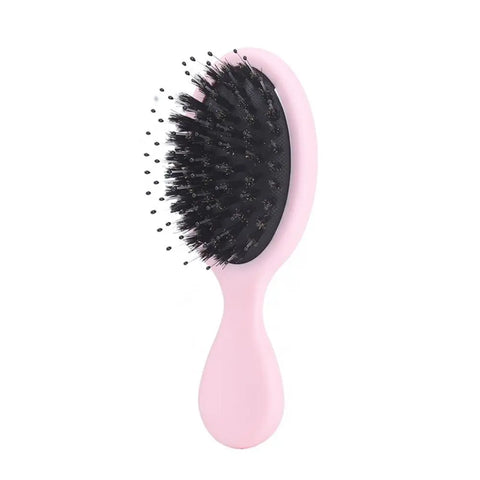 Portable Mini Paddle Brush Pig Bristle Matte Pocket Wet Brush Lightwear Frosted Hair Comb Holiday Vocation