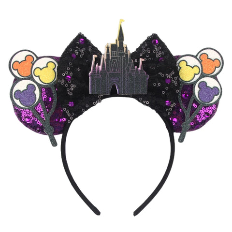 Disney Mickey 3.3"Velvet Ears Headband For Girls Soft Bow Hairband Halloween Festival Party Christmas DIY Hair Accessories