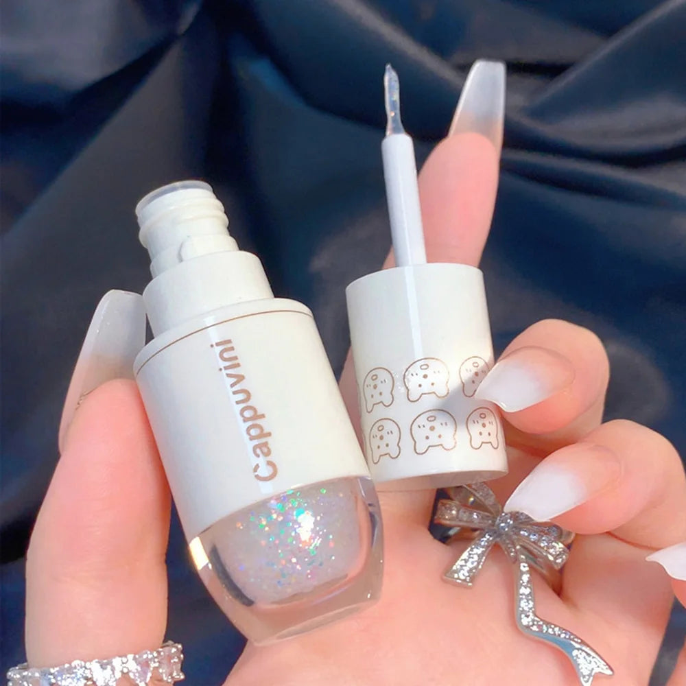Cappuvini Liquid Eyeshadow High-Gloss Shiny Mermaid Pearl Tears Brightening Glitter Highlighter Quick Drying Eyeliner