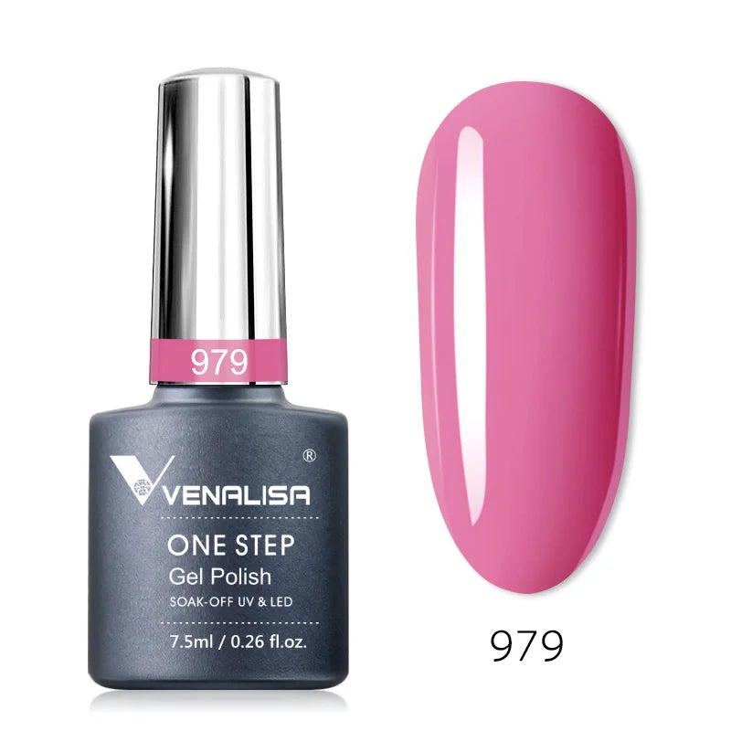 3 in 1 VENALISA  One Step Nail Gel Polish Full Coverage Gorgeous Color Soak off UV LED Nail Gel Varnish Nail Art Salon Lacquer