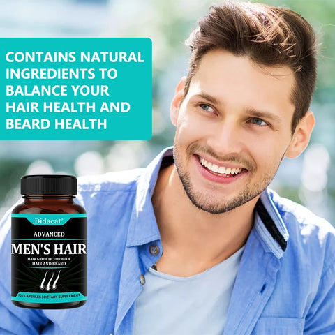 Hair Growth Vitamins for Men - Hair Regrowth & Beard Growth Supplement for Fuller, Thicker Hair with Biotin & Saw Palmetto