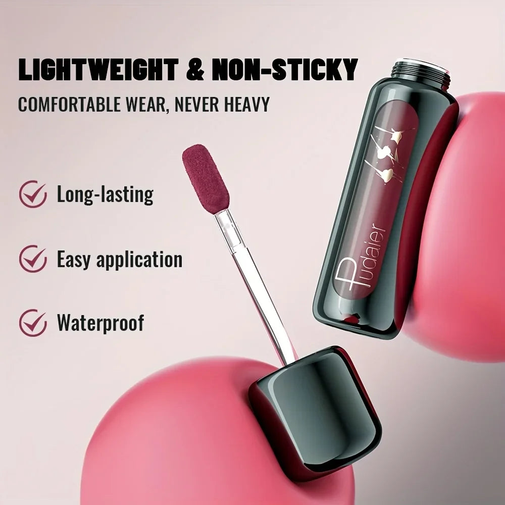 Matte Velvet Lip Mud, Highly Pigmented Non-Stick Lip Gloss, Long Lasting Waterproof Lip Makeup Gift for Mother’s Day