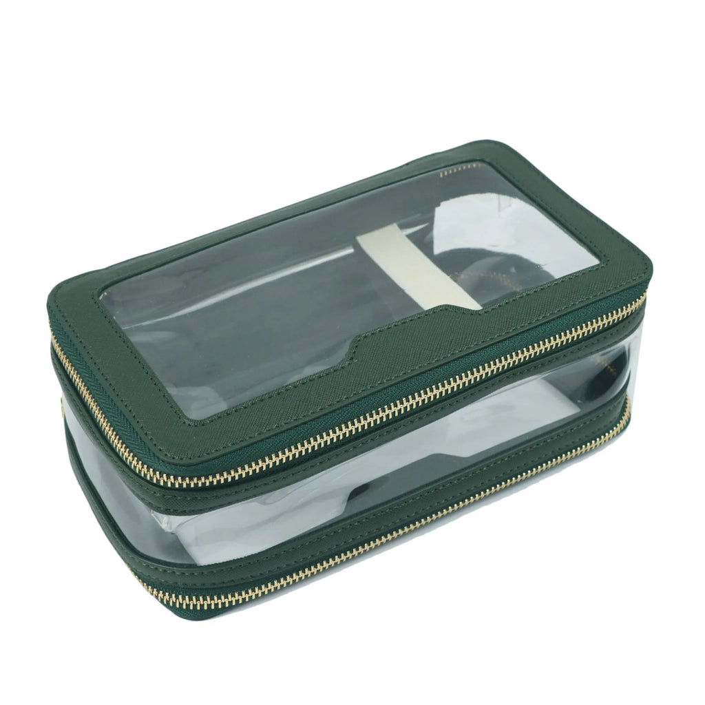 Custom Letters Saffiano Leather Cosmetic Bag Portable Pvc Capacity Waterproof travel  Multi-function Double layer Storage Bag