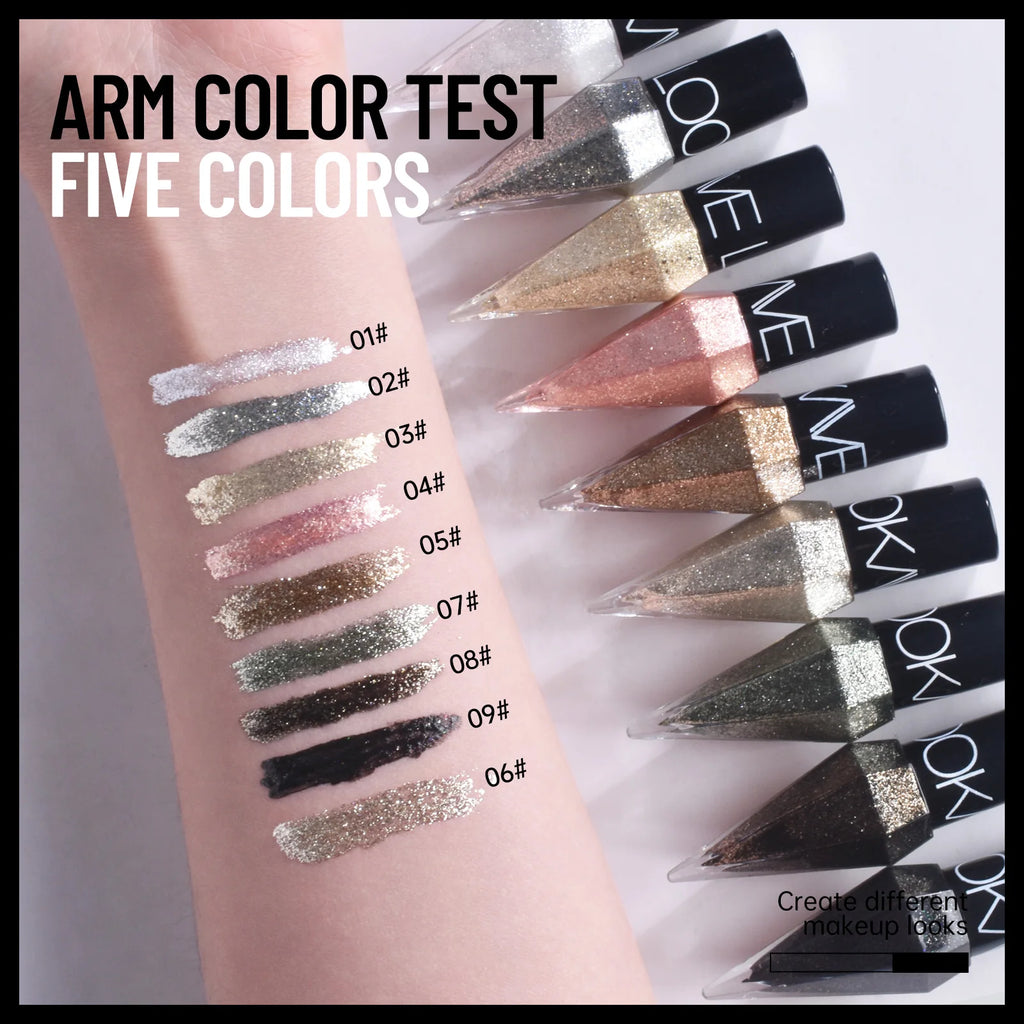 9-Color Diamond Shiny Eye Shadow Eyeliner Pen Pearl Light Color Fast Drying Waterproof Eyeliner Liquid