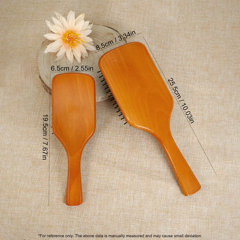 Wooden Paddle Hair Brush Set - Scalp Massage, Anti - Static Detangling, For All Hair Types, Daily Styling & Grooming
