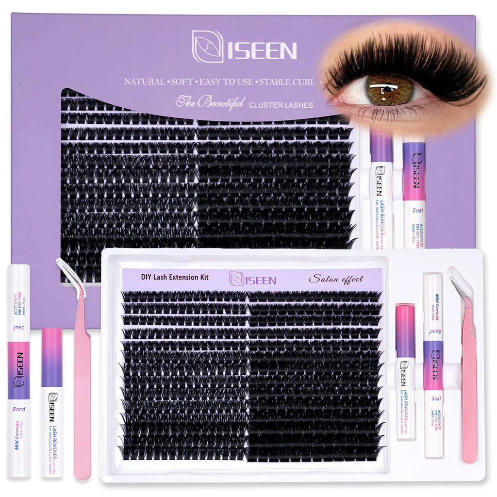 Eyelash Clusters Kit Large Capacity Wispy Individual Lashes Natural DIY Cluster Eyelash Extensions Makeup Tool