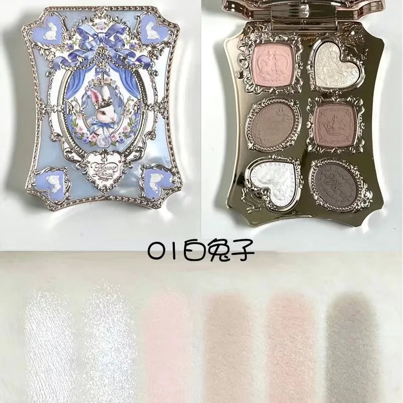 Flower Knows Swan Ballet Eyeshadow Palette Matte Fine Shimmer Pearl Face Palette 6 Colour Glitter Eye Shadow Flowerknows Makeup