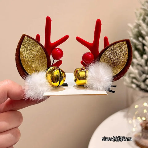 Christmas Hair Accessories 1Pair Cute Cartoon Antler Hair Clips For Women Girls Lovely Hair Ornament Hairpins Barrettes Hairgrip