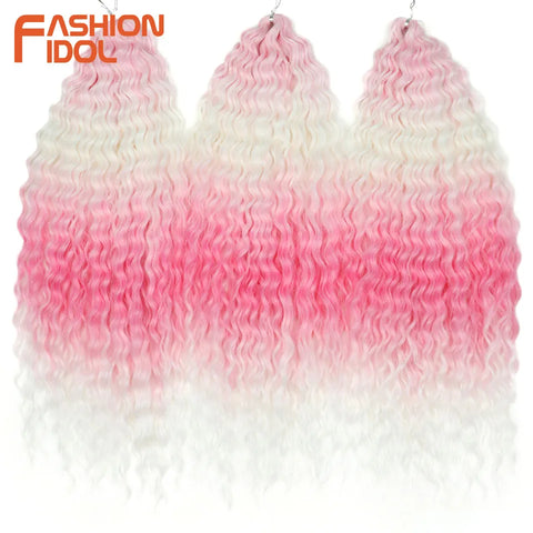 Ariel Hair Synthetic Twist Crochet Curly Hair 24 Inch Water Wave Braid Hair Ombre Blonde Brown Deep Wave Braiding Hair Extension