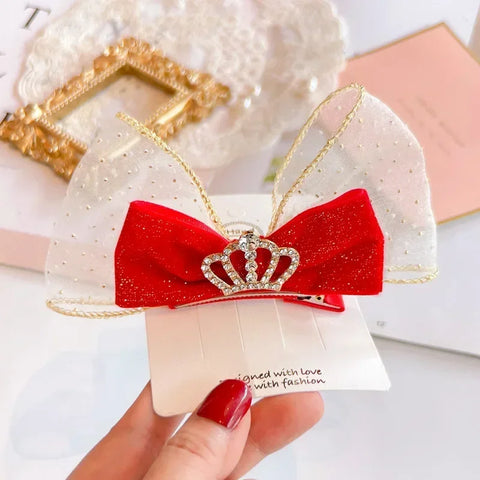 Red Golden Velvet Bow Hair Ornament Baby Hair Circles Pins Christmas New Year Korean Accessories Hair Clips for Women Girls