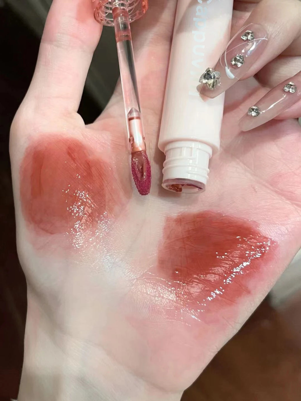Cherry Pink Waterproof Mirror Finish Water Lip Gloss Nude Brown Clear Tint Glass Lip Oil Liquid Makeup for Luminous Look