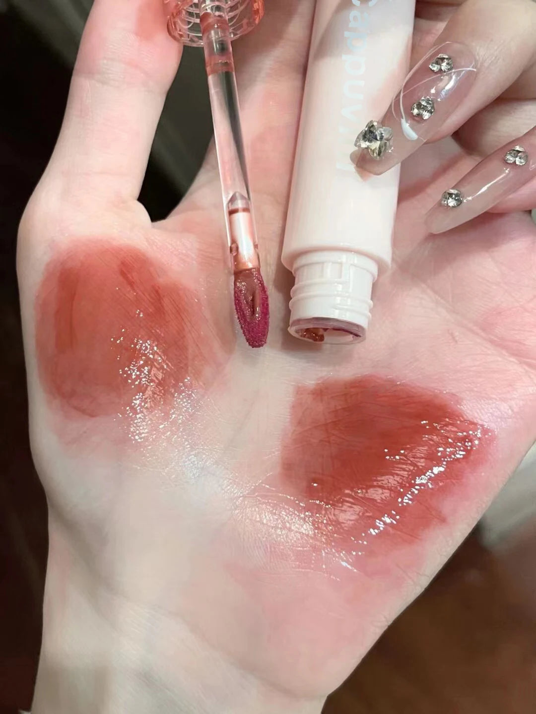 Cherry Pink Waterproof Mirror Finish Water Lip Gloss Nude Brown Clear Tint Glass Lip Oil Liquid Makeup for Luminous Look