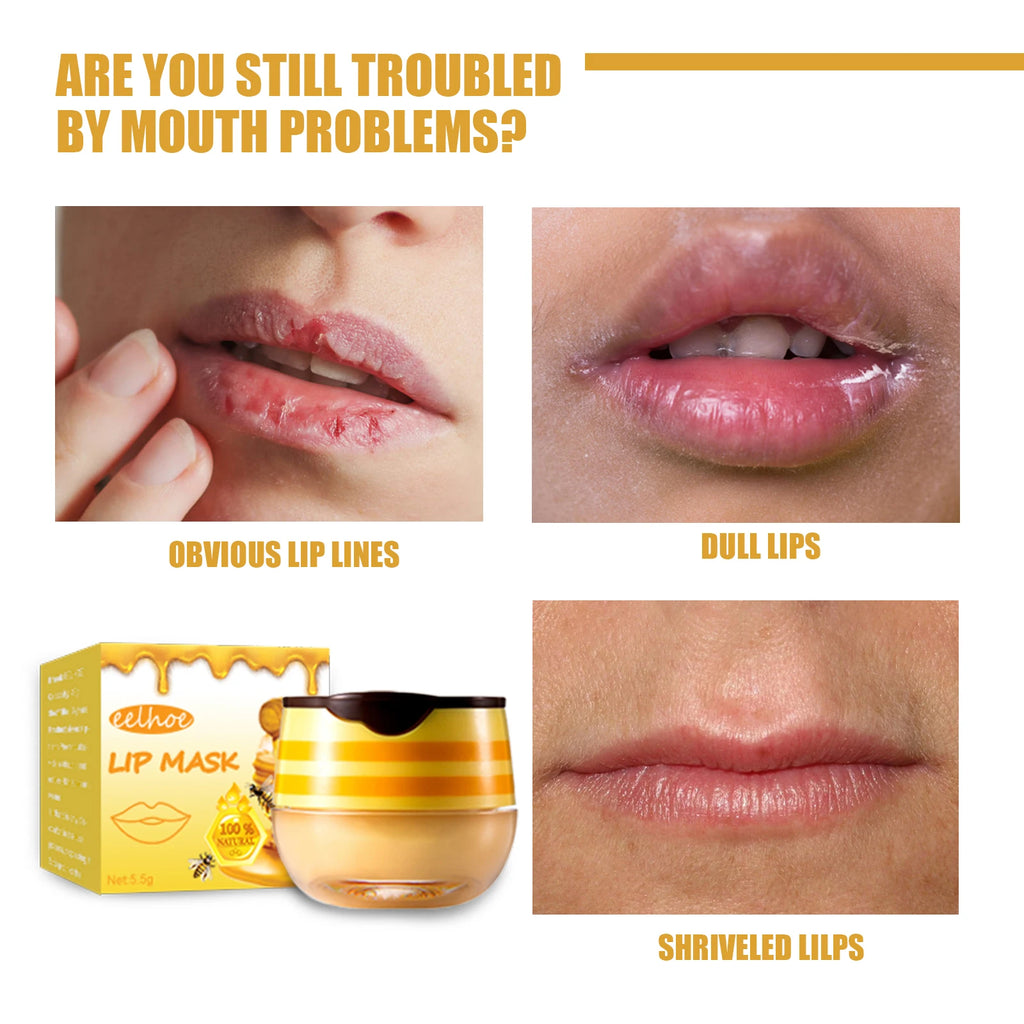 Honey Lip Mask, Moisturizing & Exfoliating Lip Care, Overnight Treatment for Soft Smooth Lip