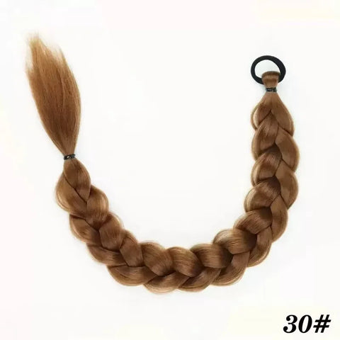 24 Inch Synthetic Long Braided Ponytail Hair Extensions for Women With Elastic Band  Hair Accessories