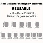 24 pieces of short square fake nails, featuring a halo dyed gradient heart and a colorful French design in European and American
