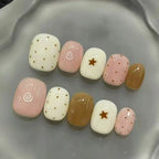 10Pcs Short Oval Shape Colorful Dopamine-inspired Small Fresh Press on Nails Detachable Nail Patches Polka Dot Fake Nails Art