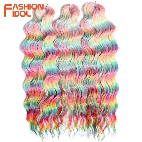 Anna Hair Synthetic Loose Deep Wave Braiding Hair Extensions 24 Inch Water Wave Braid Hair Ombre Blonde Twist Crochet Curly Hair