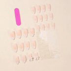 24 pieces wearing nail almond shape white French pointed pearl bow removable nail patch fake nail nails