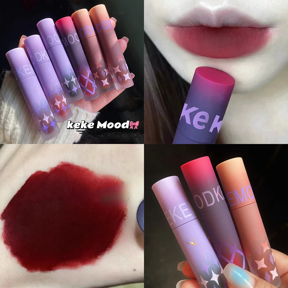 Pigeon Blood Red Matte Lipstick Waterproof and Lasting Blue Gothic Lip Gloss Sexy Punk Black Lip Tint Dark Lip Cream Makeup