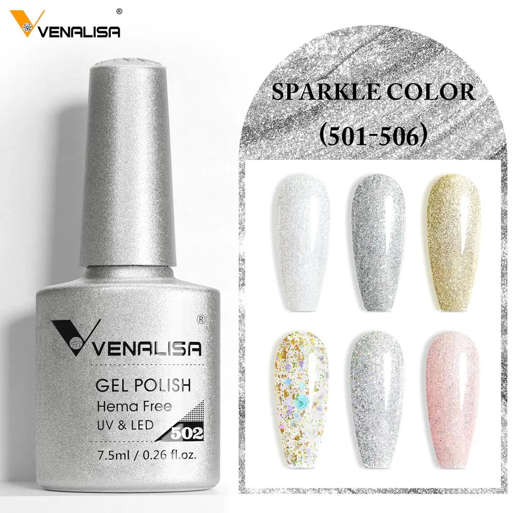 Venalisa HEMA TPO FREE 7.5ml Gel Polish Nail French Pink Jelly Nude Collection Nail Gel Polish Glitter Gorgeous Soak Off UV LED