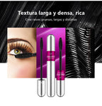 QIC Double Effect 4D Mascara Waterproof Long Curl Natural Thick Eyelash 2-in-1 Black Mascara with 2 Brush Heads