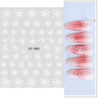 1pcs Sakura Flower 3D Nail Stickers White Cherry Blossom Nail Art Decals Spring Summer Adhesive Slider Decor Wedding Manicure
