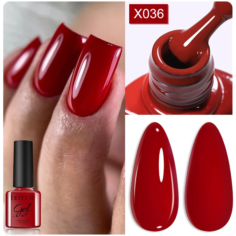 LILYCUTE 7ml Metallic Gel Nail Polish Red Chrome Effect Soak Off UV Gel Varnish Semi Permanent Nail Art Manicure Base Top Coat