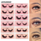 False Eyelashes 3D Mink Lashes Soft Fluffy Natural Long Fake Lashes Full Stripe False Eyelash Volume Eye Lashes for Makeup D101