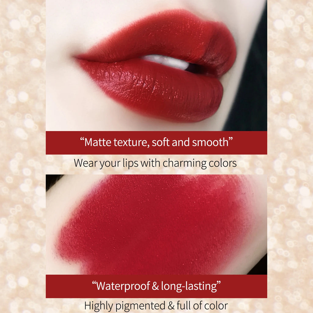 Matte Lipstick Set 3 Colours with Silver Chain Shining Bag Waterproof Non-Stick Long Lasting Red Lip Makeup 3.5gx3pcs