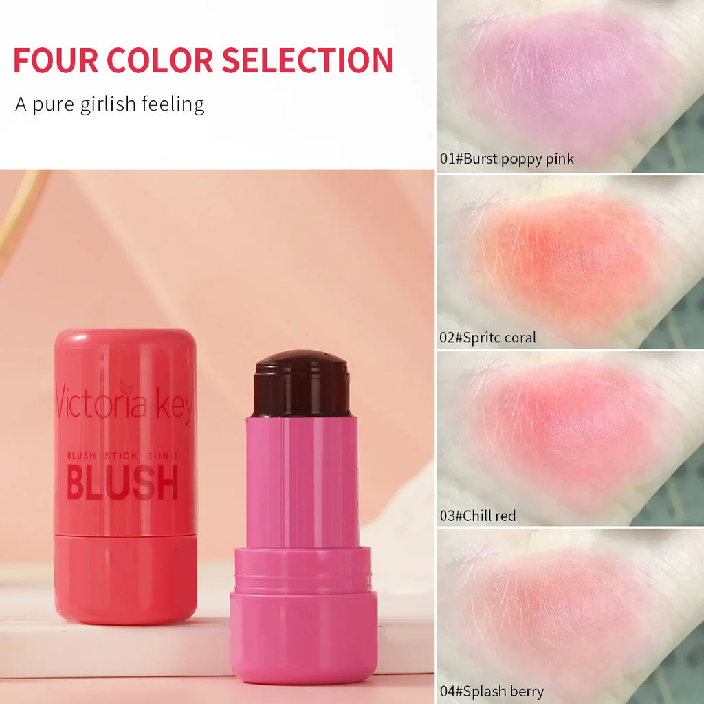 Easy Makeup Jelly Powder Blusher Stick Waterproof Long-lasting Lip And Cheek Color Dual-use Facial Powder Blusher Cream