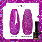 MEET ACROSS 7ml Red Blue Green Metallic Gel Nail Polish Super Bright Mirror Effect Semi Permanent LED UV Gel Nail Art Varnish