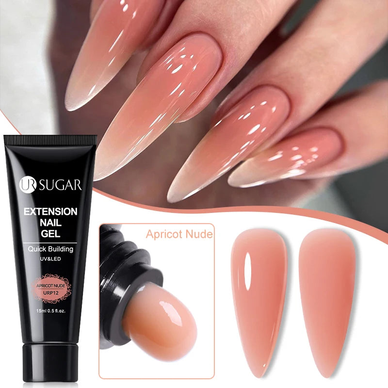 UR SUGAR Milky White Clear Pink Color 15ml Jelly Extension Nail Gel Polish Soak Off UV LED Gel Varnish Manicure Tips Tools