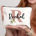 Floral Letters Custom Name Makeup Bag Best Gift for Bridesmaid Teachers Friends Women Purse Personalise Gift for Birthday