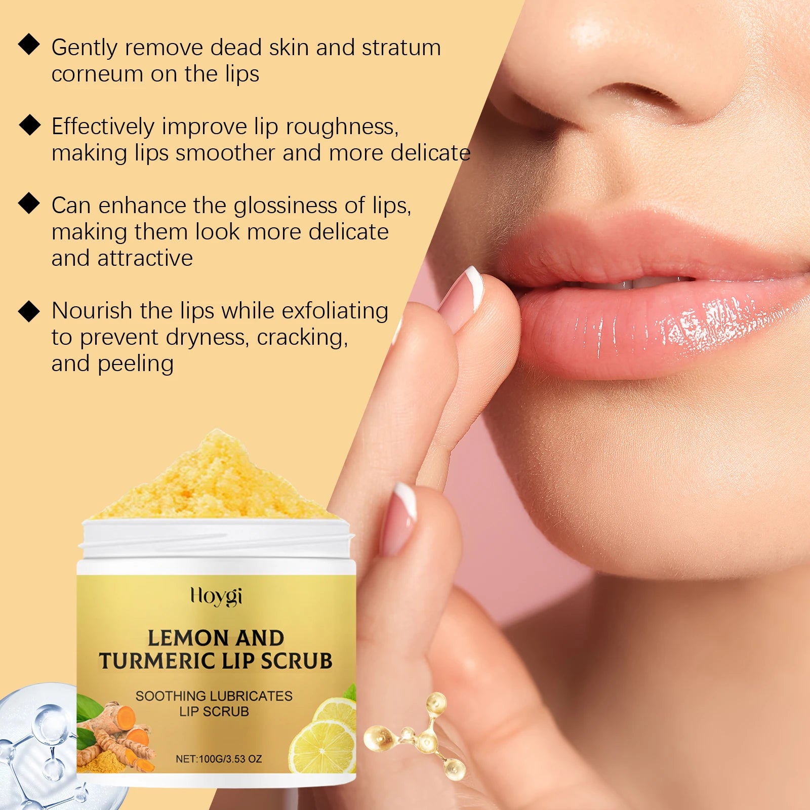 Turmeric Lip Scrub Exfoliating Dead Skin Removal Fade Lip Lines Reduce Melanin Moisturizing Nourishing Chapped Lip Care Products
