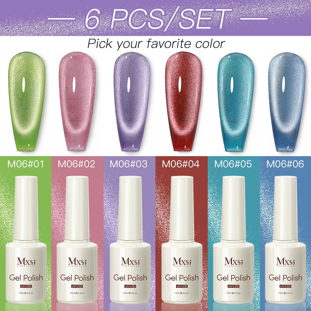 Magnetic Cat Eye Gel Nail Polish Set Red Pink UV Soak Off Gel Varnish Crystal 15ml Cat Eye Gel Lacquer Art Nails With Display
