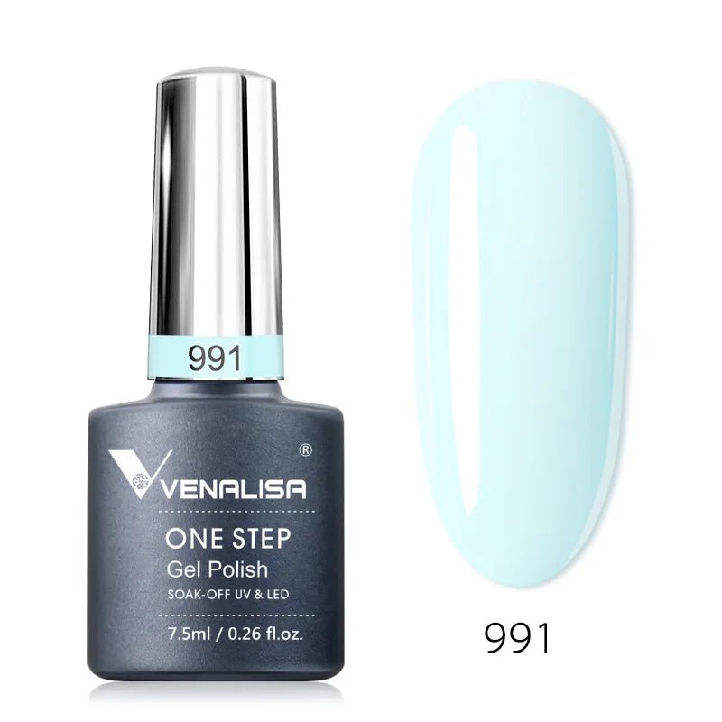 3 in 1 VENALISA  One Step Nail Gel Polish Full Coverage Gorgeous Color Soak off UV LED Nail Gel Varnish Nail Art Salon Lacquer