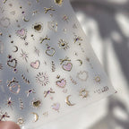 5D Gradient Love Gem Glitter Love Heart Colorful Cat's Eye Rhinestone Soft Self Adhesive Nail Art Stickers Shiny Manicure Decals