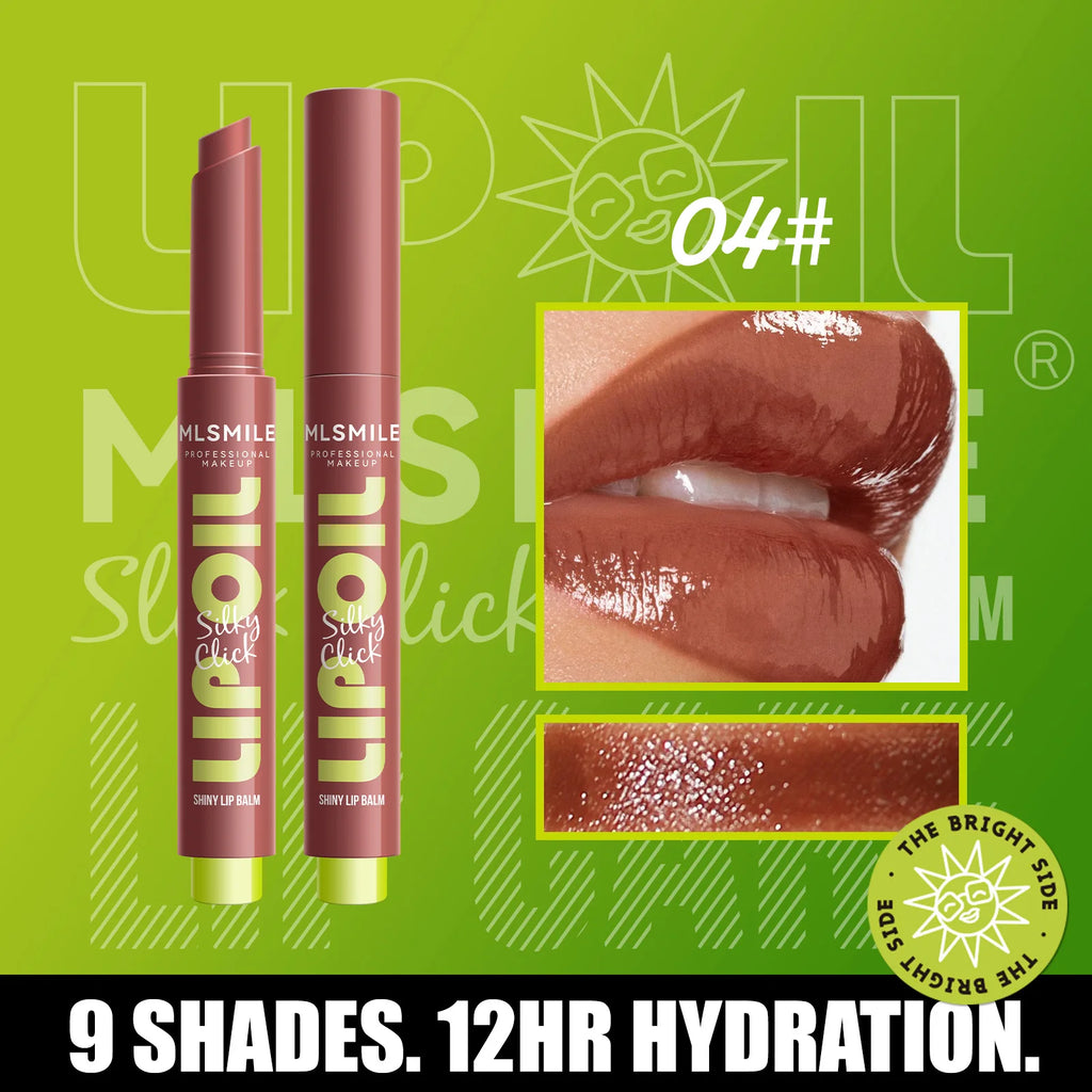 multicolor Silky Click Lip Care Hydrating Solid Lip Gloss with Radiant Mirror Shine, Effortless Press Long-Lasting