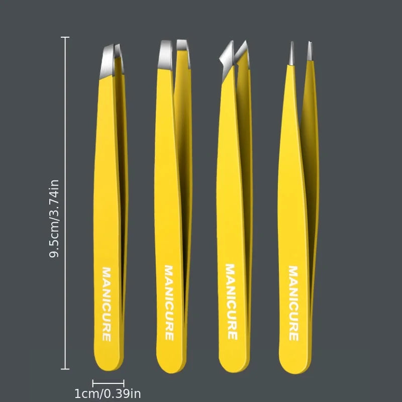Precision Stainless Steel Tweezers For Eyebrow Hair Facial Hair Removal, Splinter, Blackhead Slant Tip Angle Tip Pointed Tip