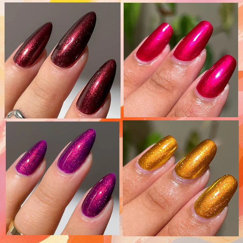 LILYCUTE 7ml Metallic Gel Nail Polish Red Chrome Effect Soak Off UV Gel Varnish Semi Permanent Nail Art Manicure Base Top Coat