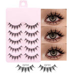 5 Pairs Manga Lashes Soft Natural Long False Eyelashes Anime Wispy Strip Lashes For Korean Doll Eye Makeup Look