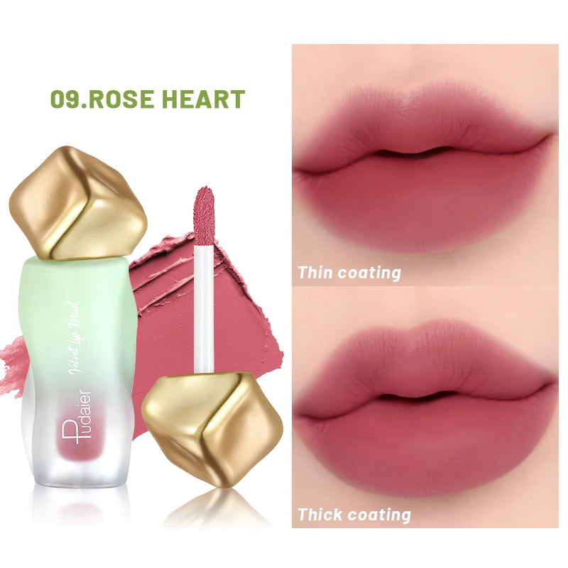 Matte velvet lip glaze, long-lasting waterproof non-sticky, smooth and easy to apply, smudge-proof, moisturizing cream formula