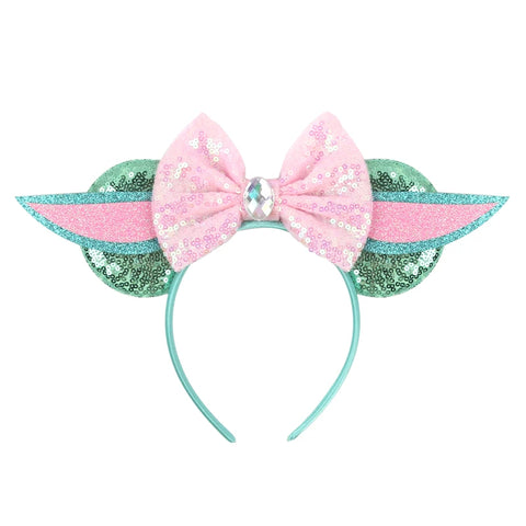 Disney Mickey 3.3"Velvet Ears Headband For Girls Soft Bow Hairband Halloween Festival Party Christmas DIY Hair Accessories