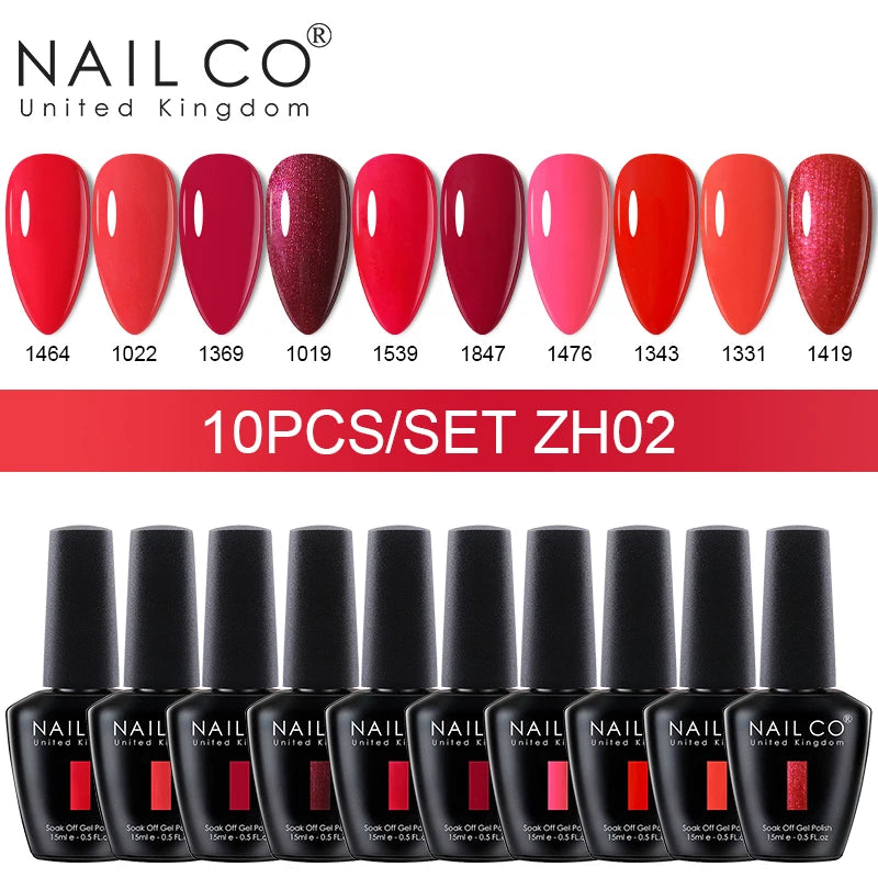 NAILCO 15ml 10pcs/Set Nude Colors Gel Nail Polish UV Gel Nail Polish Pink Nail Lakiery Esmalte Top Base Nail Art Design Vernis