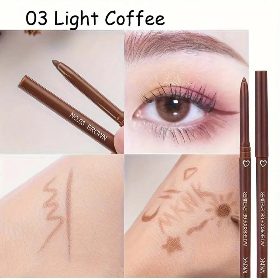 2 In 1 Eyeliner Lip Liner Gel Pencil Waterproof Long-lasting White Black Brown Easy Wear Eyeliner Makeup For Eyes 6 Colors Optio