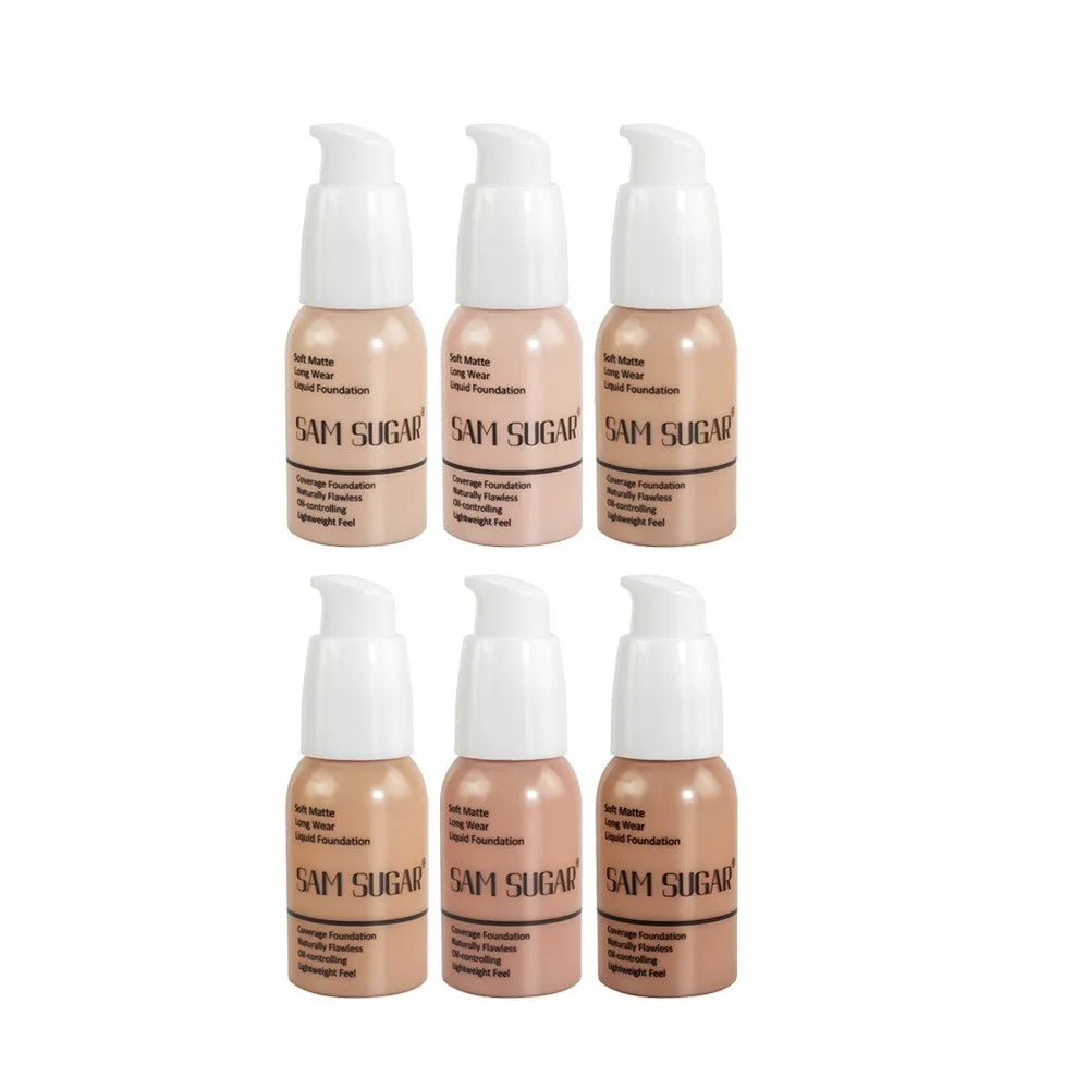 SAM SUGAR 6Color Concealer Liquid Foundation Long Lasting Oil Control Natural Soft Moisture Waterproof Constant Makeup Concealer