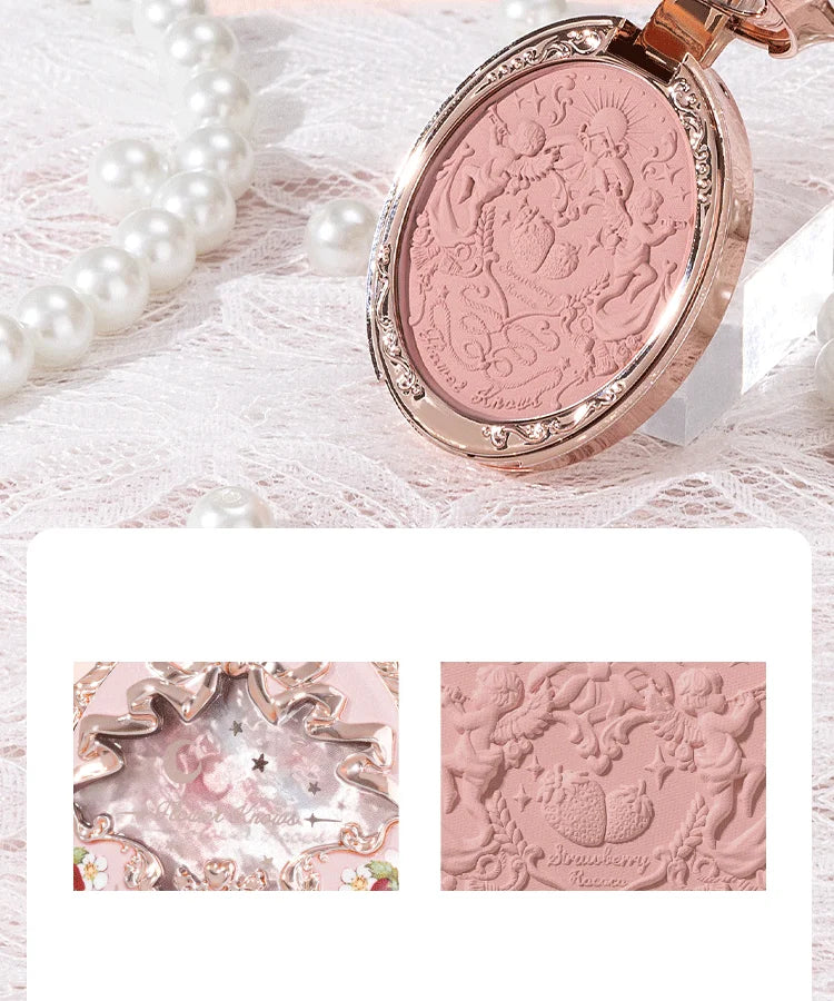 Flower Knows Strawberry Rococo Series Embossed Blush Fine Powder Makeup Smooth Long-Lasting Blusher Face Enhancing Makeup Color