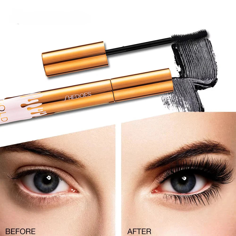 3D Mascara Eyelashes Lengthening Black Lash Eyelash Extension Eye Lashes Brush Beauty Makeup Long-wearing Gold Color Mascara